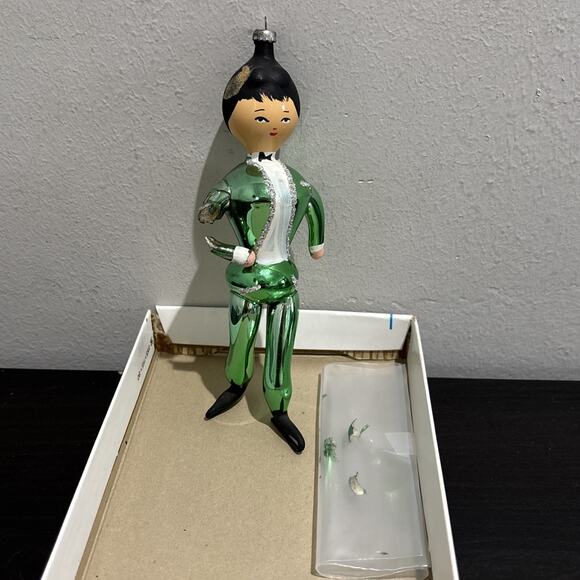 VTG 60s Soffieria De Carlini Hand Blown Glass Male Skater 6.5” Ornament DMG - Picture 1 of 11
